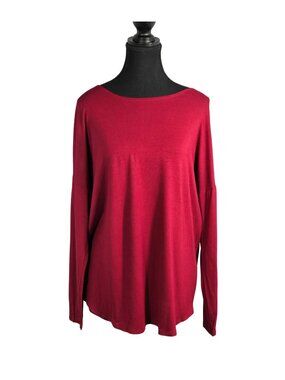 NWOT | Azules Wine Red Soft Knit Draped Dolman Long Sleeve Top | Small